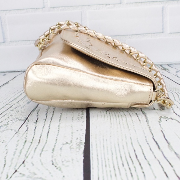 Antonio Melani Metallic Gold Leather Bag Purse - Picture 4 of 8